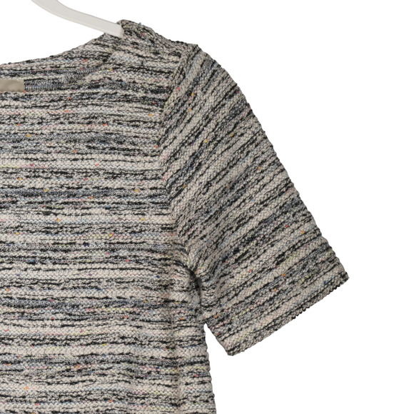 Loft Knit Sweater Women XS Marled Gray Textured Short Sleeve Pullover Scoop Neck - Picture 3 of 6